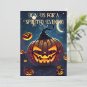 Beängstigendes Jack-o'-Laterne-Halloween-Party Einladung (Stehend Vorderseite)
