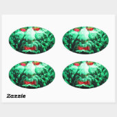 Beängstigendes Maskengefecht Ovaler Aufkleber (Blatt)