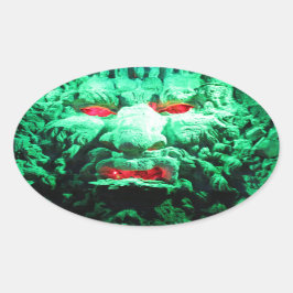 Beängstigendes Maskengefecht Ovaler Aufkleber