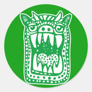 Beängstigendes Monster - grün Runder Aufkleber