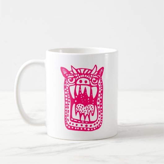 Beängstigendes Monster - Neon Red Kaffeetasse (Links)