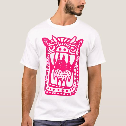 Beängstigendes Monster - Neon Red T-Shirt (Vorderseite)