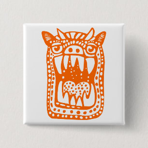 Beängstigendes Monster - Orange Button