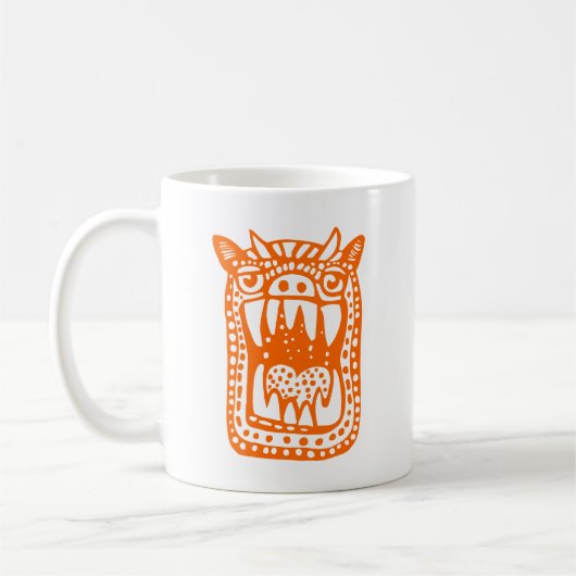 Beängstigendes Monster - Orange Kaffeetasse (Links)