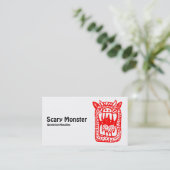 Beängstigendes Monster - Rot Visitenkarte (Stehend Vorderseite)