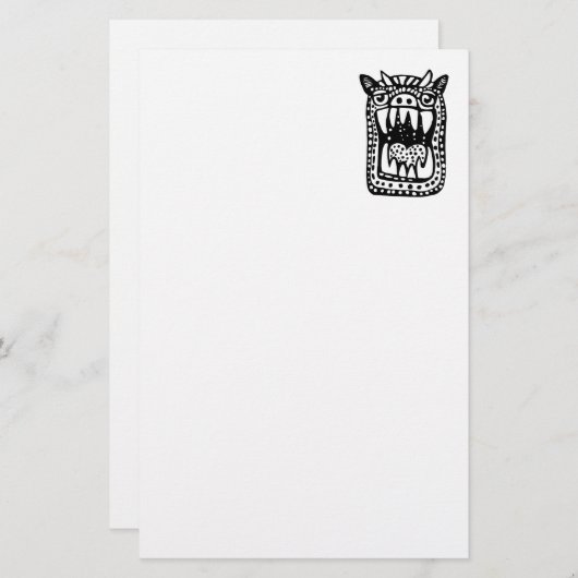 Beängstigendes Monster - Schwarz Briefpapier (Vorne/Hinten)
