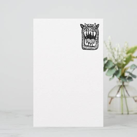 Beängstigendes Monster - Schwarz Briefpapier (Stehend Vorderseite)