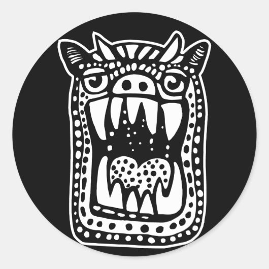 Beängstigendes Monster - Schwarz Runder Aufkleber (Vorderseite)