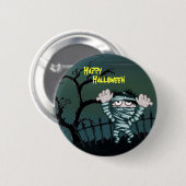 Beängstigendes Mummy Happy Halloween Button (Vorne & Hinten)