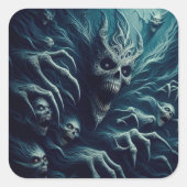 Beängstigendes Muster, dunkle Fantasie Quadratischer Aufkleber (Vorderseite)