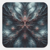 Beängstigendes Muster, dunkle Fantasie Quadratischer Aufkleber (Vorderseite)