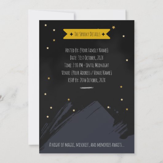 Beängstigendes Niedliches Black Cat Hexenhut-Hallo Einladung (Rückseite)