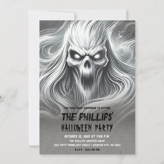Beängstigendes Poltergeist-Ghost-Halloween-Party Einladung (Vorderseite)