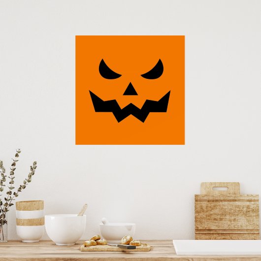 Beängstigendes Pumpkin Face Square Poster (24x24) (Küche)