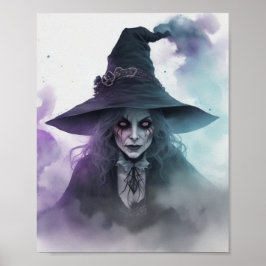 Beängstigendes realistisches Hexennebel Halloween Poster
