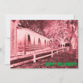 Beängstigendes Rot- und Schwarzwaldholz-Halloween- Einladung (Vorderseite)