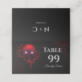 Beängstigendes Rotes Blumenmooody Gothischer Schäd Platzkarte (Außenseite Aufgefaltet)