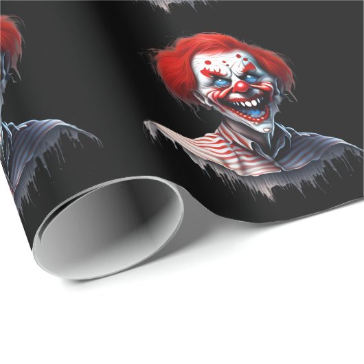 Beängstigendes Rotes Haar lächelnd Clown Geschenkpapier (Rolleneckpunkt)