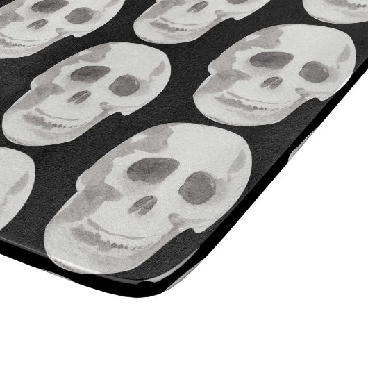 Beängstigendes Schädelmuster | Schwarz-Weiß-Hallow Schneidebrett (Ecke)