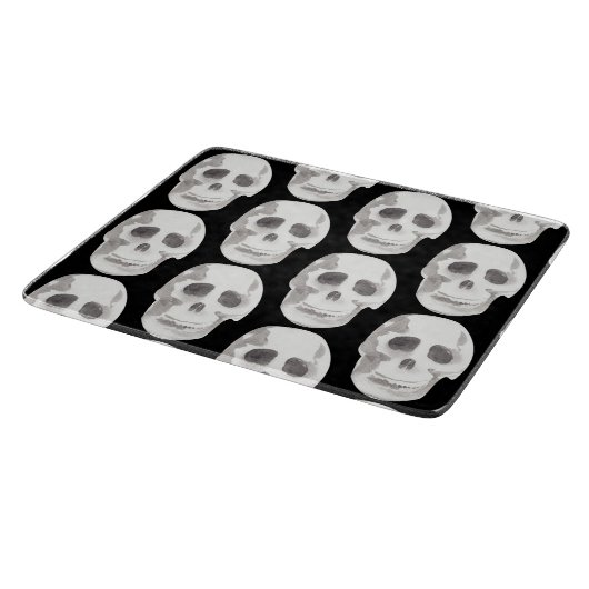 Beängstigendes Schädelmuster | Schwarz-Weiß-Hallow Schneidebrett (Ecke)