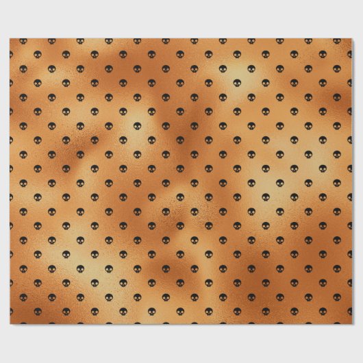 Beängstigendes Schwarz-Kupfer-Schädelmuster Geschenkpapier (Flach)