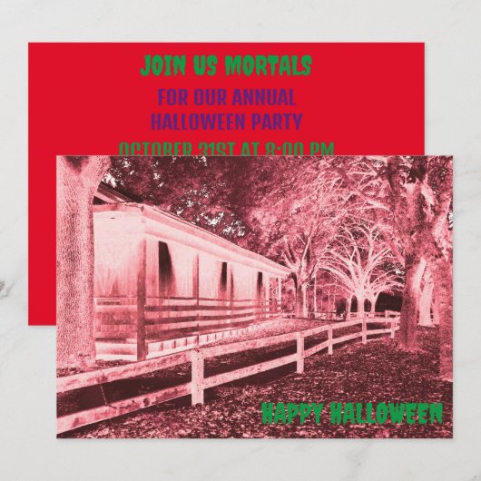 Beängstigendes Schwarz-Rot-Kabinen-Halloween-Party Einladung (Vorne/Hinten)