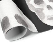 Beängstigendes Schwarz-Weiß-Muster|glückliches Hal Geschenkpapier (Rolleneckpunkt)