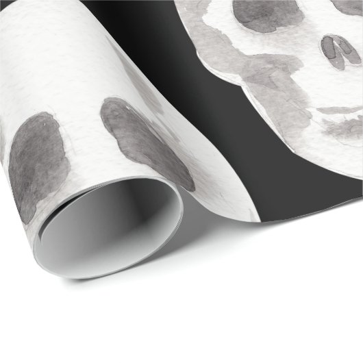 Beängstigendes Schwarz-Weiß-Muster|glückliches Hal Geschenkpapier (Rolleneckpunkt)