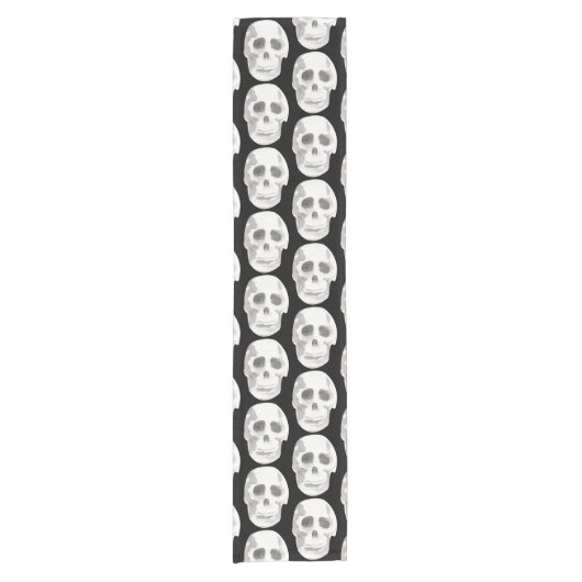 Beängstigendes Schwarz-Weiß-Muster|glückliches Hal Kurzer Tischläufer (Vorderseite)