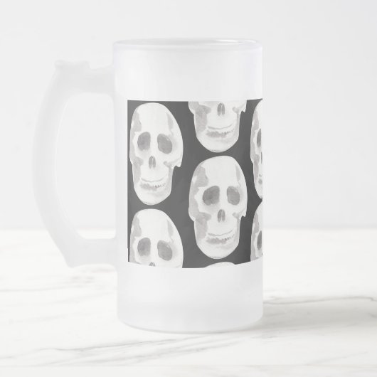 Beängstigendes Schwarz-Weiß-Muster|glückliches Hal Mattglas Bierglas (Links)