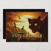 Beängstigendes Schwarzes Katzen - Einladung (Vorne/Hinten)