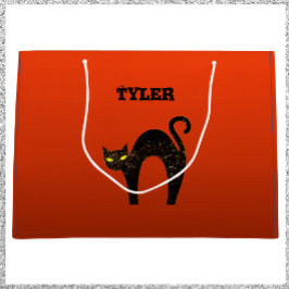 Beängstigendes Schwarzes KatzenHalloween Große Geschenktüte