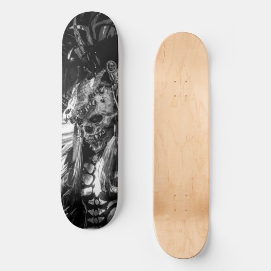 Beängstigendes schwarzes und weißes glückliches Ha Skateboard (Vorderseite)