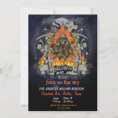 Beängstigendes Skelett im nächtlichen Halloween-Pa Einladung (Vorderseite)