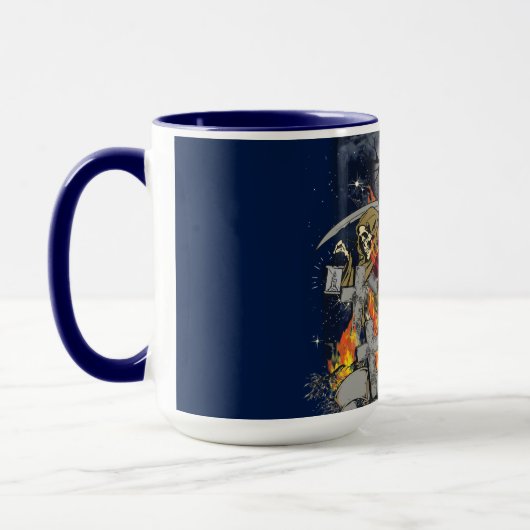 Beängstigendes Skelett in nächtlicher Halloween-Ta Tasse (Links)