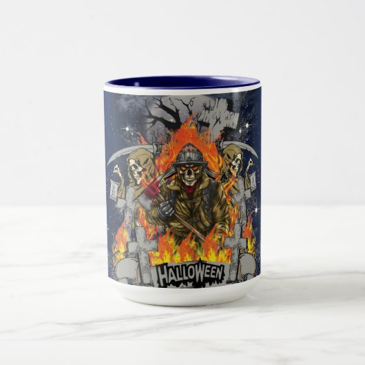 Beängstigendes Skelett in nächtlicher Halloween-Ta Tasse (Zentrum)