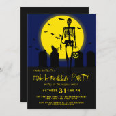 Beängstigendes Skelett Katzenbäder Friedhofszene H Einladung (Vorne/Hinten)