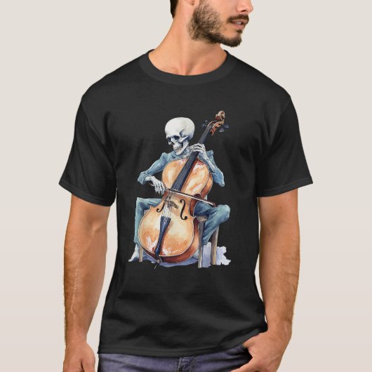 Beängstigendes Skelett Violine Cello Violinhalle T-Shirt (Vorderseite)