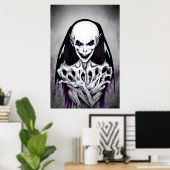 Beängstigendes Skelettmonsterportrait | Art der AI Poster (Heimbüro)