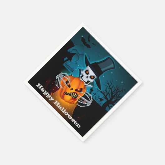 Beängstigendes Skeletton-Halloween-Party Serviette (Ecke)