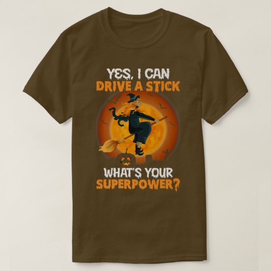 Beängstigendes, sonniges Halloween DRIVE EIN STICK T-Shirt (Design vorne)