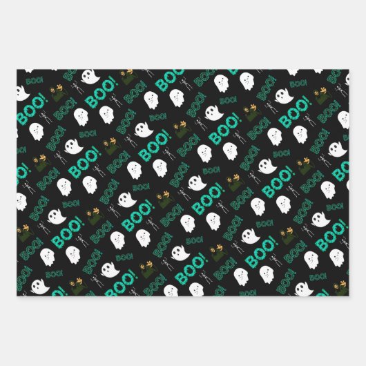 BEÄNGSTIGENDES SPOOKY-HALLOWEEN-MUSTER GESCHENKPAPIER SET (Vorderseite 3)