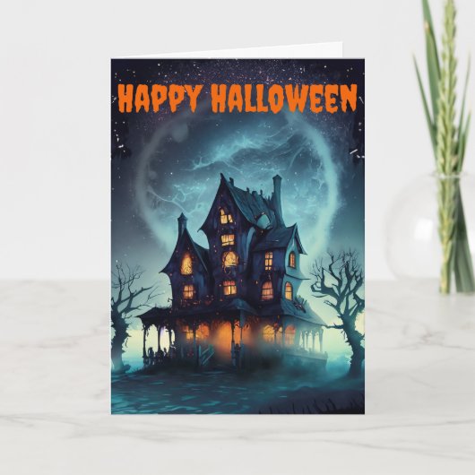 Beängstigendes Spuk Haus Halloween Karte (Vorderseite)