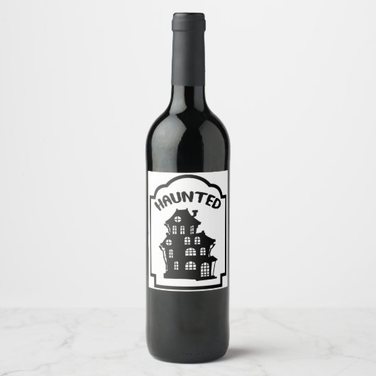 Beängstigendes Spuk Haus Halloween Weinetikett (Vorderseite)