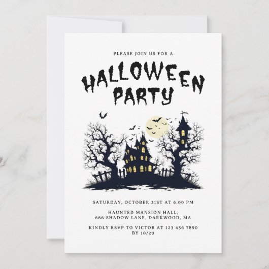 Beängstigendes Spuk Haus Modernes Erwachsene Hallo Einladung (Vorderseite)