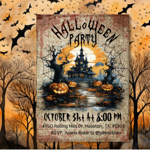 Beängstigendes Spuk HausHalloween-Party Einladung