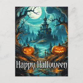 Beängstigendes Spuk Herrenhaus | Happy Halloween Postkarte