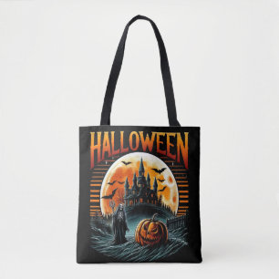 Beängstigendes Spuk Schloss Moonlit Grim Sensenman Tasche