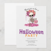 Beängstigendes und Creepy Skeleton Halloween-Party Einladung (Vorne/Hinten)