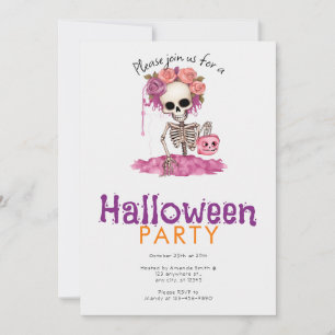 Beängstigendes und Creepy Skeleton Halloween-Party Einladung